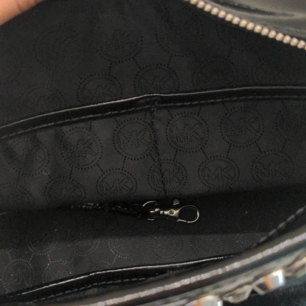 Michael Kors Black Patent Leather Rhinestones Studded Tote good used condition - Picture 9 of 15